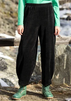 Velourbyxa "Nootka" i ekologisk bomull/återvunnen polyester - svart