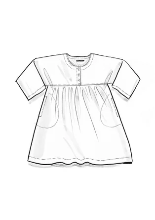 Vävd klänning "Marie" i ekologisk bomull/siden - mörk pion