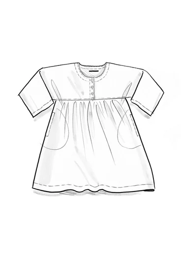 Vävd klänning "Marie" i ekologisk bomull/siden - mörk pion