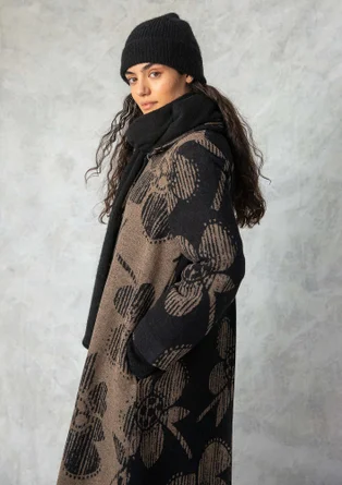 Vävd kappa "Marabel" i ull/polyester - svart umbra