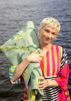 Matta "Wildflower" i ekologisk bomull - dovgrön