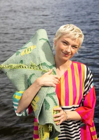 Matta "Wildflower" i ekologisk bomull - dovgrön