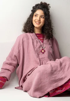 Vävd blus "Bodil" i lin - kalkrosa