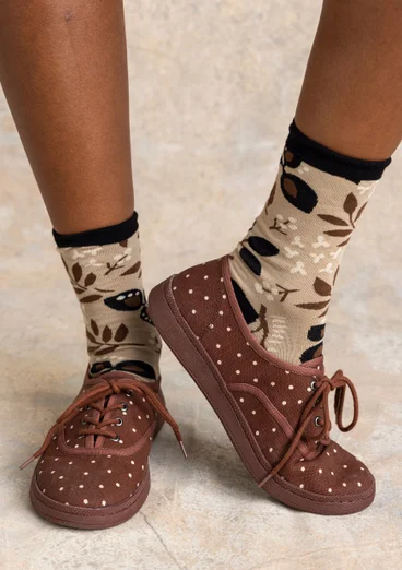 Tygsko ”Bianca” i ekologisk bomull - kastanj/fjäder