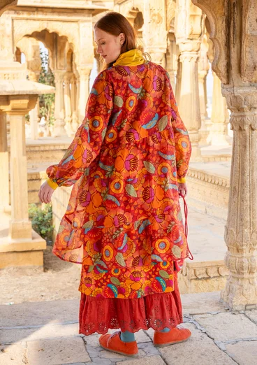 Vävd klänning "Okinawa" i bomull - papegojröd