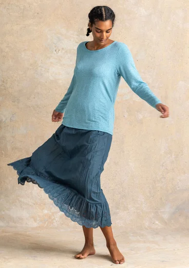 Trikåtop ”Bianca” i lyocell/elastan - blå topas/mönstrad