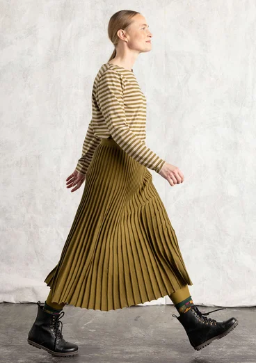 Basrandstop i ekologisk bomull - mörk oliv/mörk natur