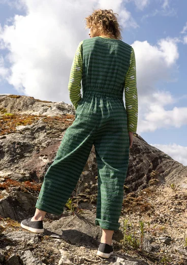 Vävd byxdress "Wavy" i ekologisk bomull - teal