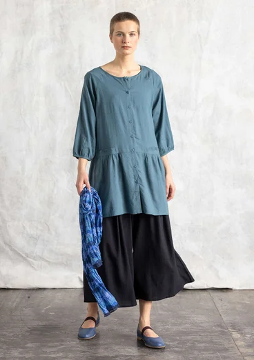 Vävd artistblus "Rut" i viskos/lin - veronagrön