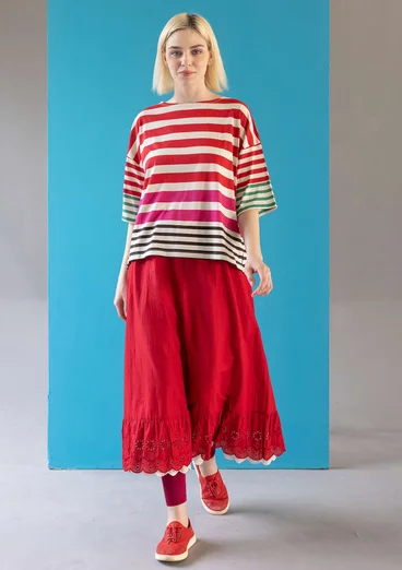 Färgglad randig topp "Kochi" i ekologisk bomull/modal - smultron