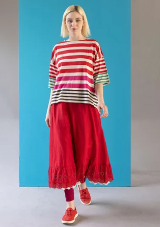 Färgglad randig topp "Kochi" i ekologisk bomull/modal - smultron