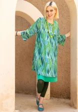 Vävd klänning "Marie" i ekologisk bomull/siden - cikada/mönstrad