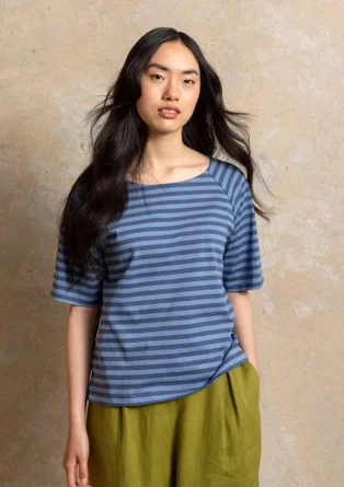 Basrands T-shirt i ekologisk bomull - stillahavsblå/gammelblå