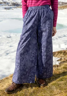 Vävd byxa "Denali" i ekologisk bomull - midnattsblå