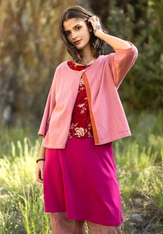 Växtfärgad kofta i ekologisk bomull/ull - körsbärsblom