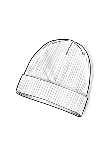 Stickad mössa i fluffig alpackamix - mörk jaspis