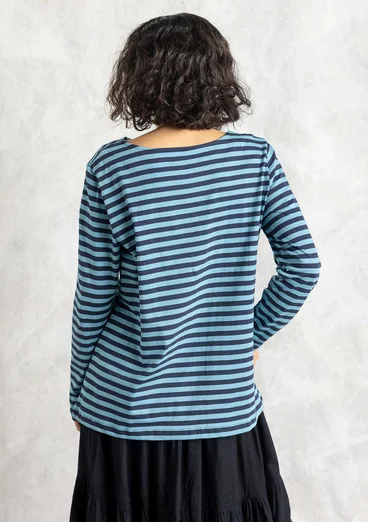 Basrandstop i ekologisk bomull - bläck/azurblå