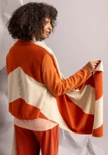 Stickad väst "Ray" i lammullsmix - bränd orange/ljus sand