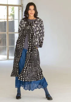 Vävd klänning "Mary" i ekologisk bomull/lin - svart