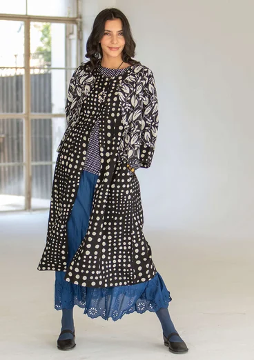 Vävd klänning "Mary" i ekologisk bomull/lin - svart