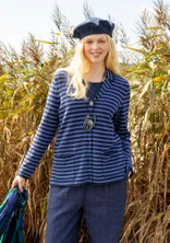 Randig och enfärgad stickad kavaj i lammullsmix - mörk indigo/koboltblå