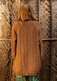 Långkofta "Harriet" i återvunnen ullmix - choklad/melange