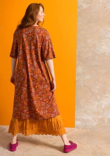 Trikåklänning ” Ophelia” i ekologisk bomull/modal - ekollon/mönstrad