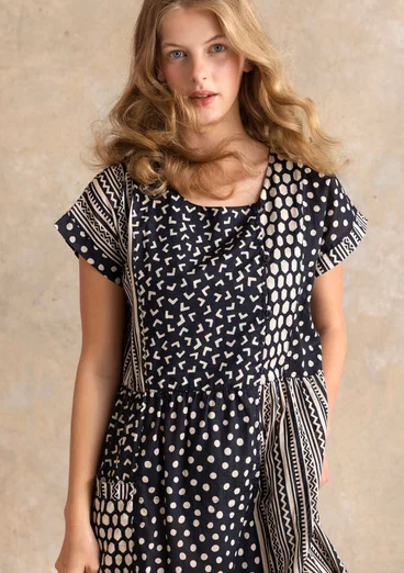 Vävd klänning "Sally" i ekologisk bomull - svart