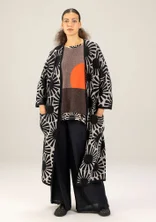 Mönstrad lång kofta "Midori" i ekologisk bomull - svart