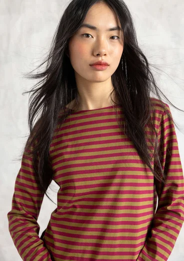 Basrandstop i ekologisk bomull - rödkål/mörk oliv