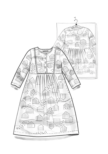 Vävd klänning "Alaska" i ekologisk bomull/lin - mörk indigo