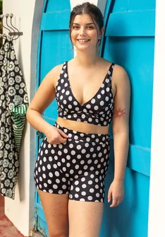 Bikinibyxa "Sunshine" i återvunnen polyamid/elastan - svart/mönstrad