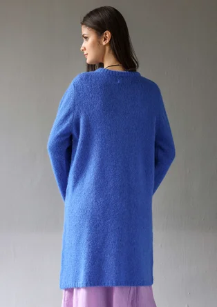 Långkofta "Tulipe" i alpackamix - safirblå