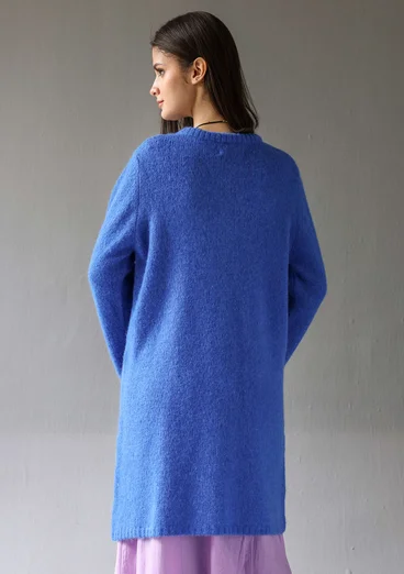 Långkofta "Tulipe" i alpackamix - safirblå