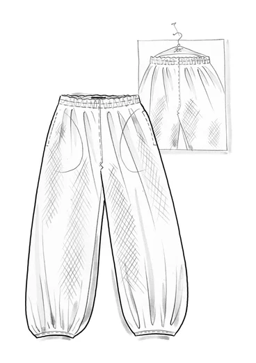 Vävd puffbyxa "Olivia" i ekologisk bomull - rödkål