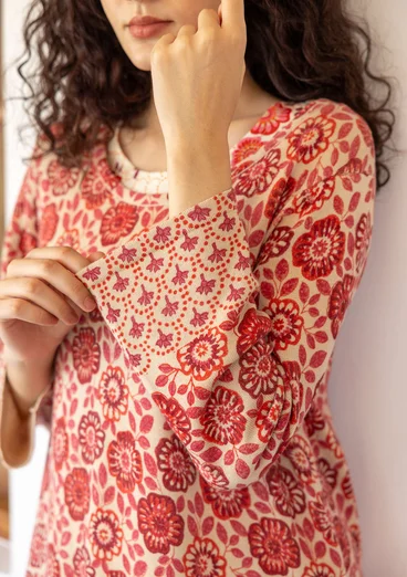 Stickad tunika "Heera" i ekologisk bomull - flamingo