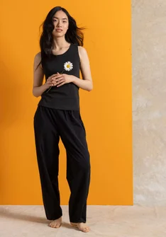 Trikåbyxa i ekologisk bomull/elastan - svart