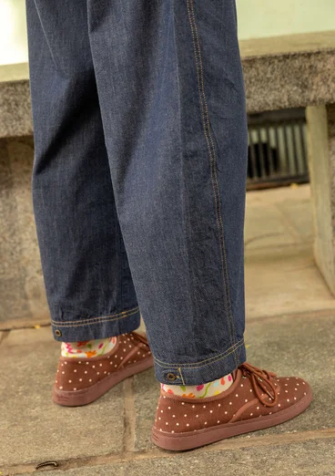 Vävd byxa "Ines" i ekologisk bomull - mörk indigo