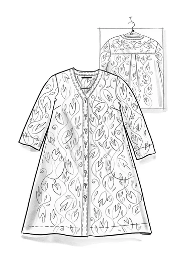 Vävd klänning "Kelly" i ekologisk bomull - allium/mönstrad