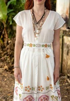 Mönstrat bälte "Cross" i eklogiskt bomull - halvblekt