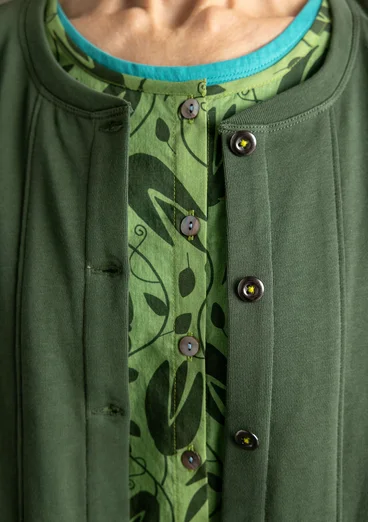 Trikåkofta i ekologisk bomull - skogsgrön