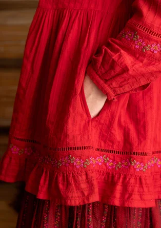 Vävd tunika "Nome" i ekologisk bomull - tomat