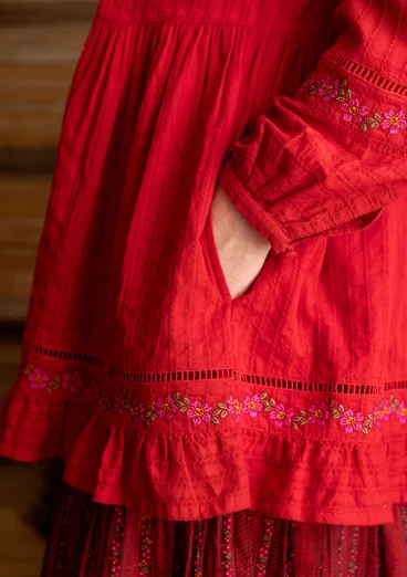 Vävd tunika "Nome" i ekologisk bomull - tomat