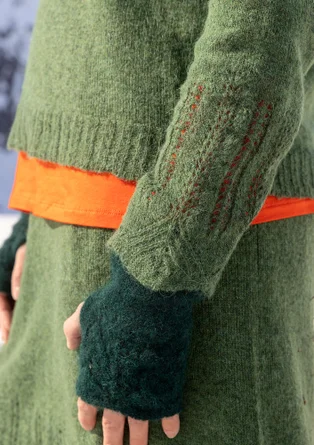 Tröja "Forgetmenot" i alpackamix - skogsgrön/melange