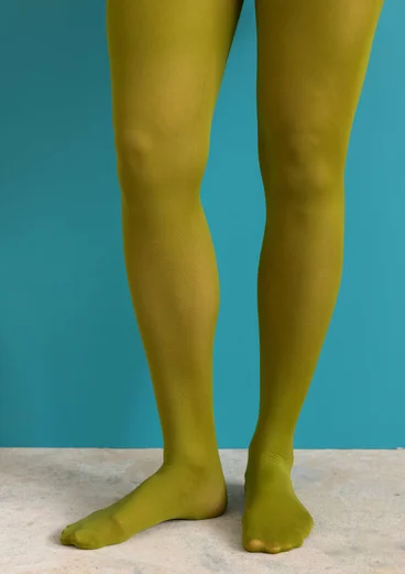 Enfärgade strumpbyxor i återvunnen polyamid - grönpeppar