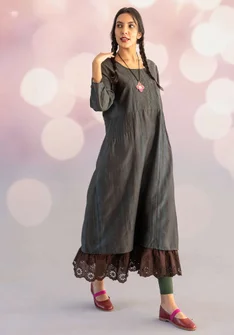 Vävd klänning "Melody" i ekologisk bomull/siden - agave