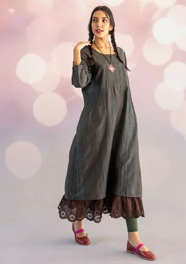 Vävd klänning "Melody" i ekologisk bomull/siden - agave