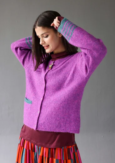 Kofta "Stripe" i alpackamix - midsommarblomster