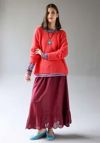 Tröja i alpackamix - korall