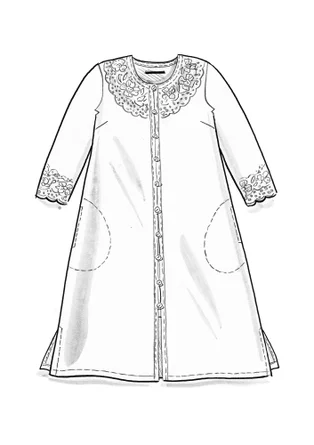 Vävd broderad klänning "Amisha" i ekologisk bomull/lin - fjäder